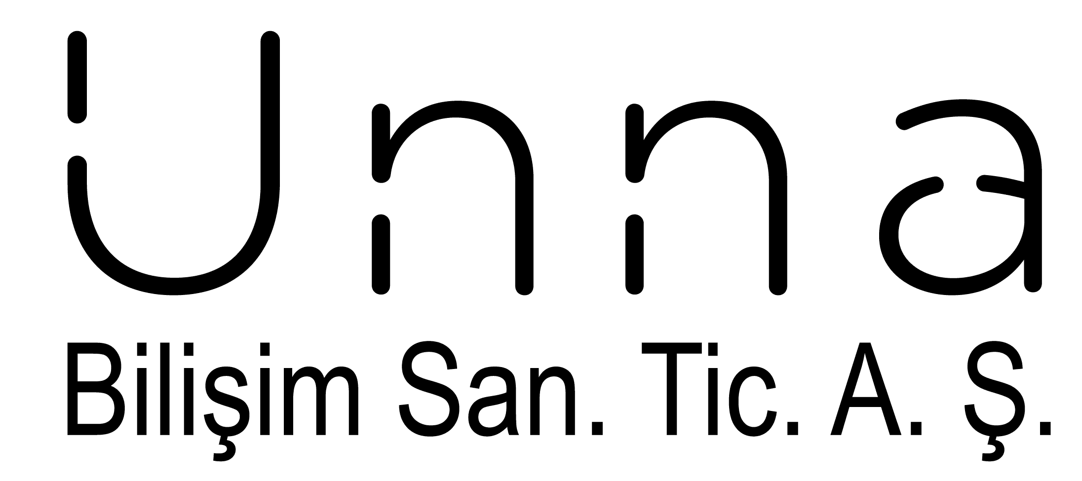Unna Bilişim San. Tic. A.Ş. logosu, siyah